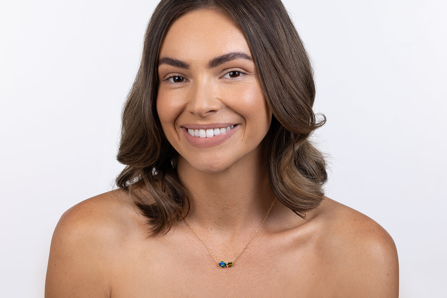 Spirit Gold Necklace — black opal & peridot