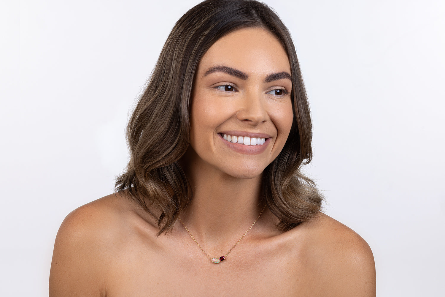 Kindred Spirit Necklace 18kt yellow gold crystal opal with tourmaline