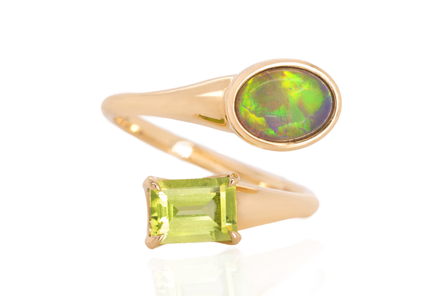 Spirit Gold Ring — crystal opal & peridot #2
