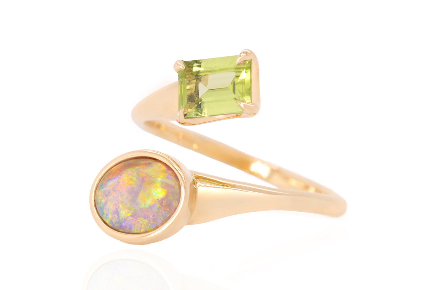 Spirit Gold Ring — crystal opal & peridot #1