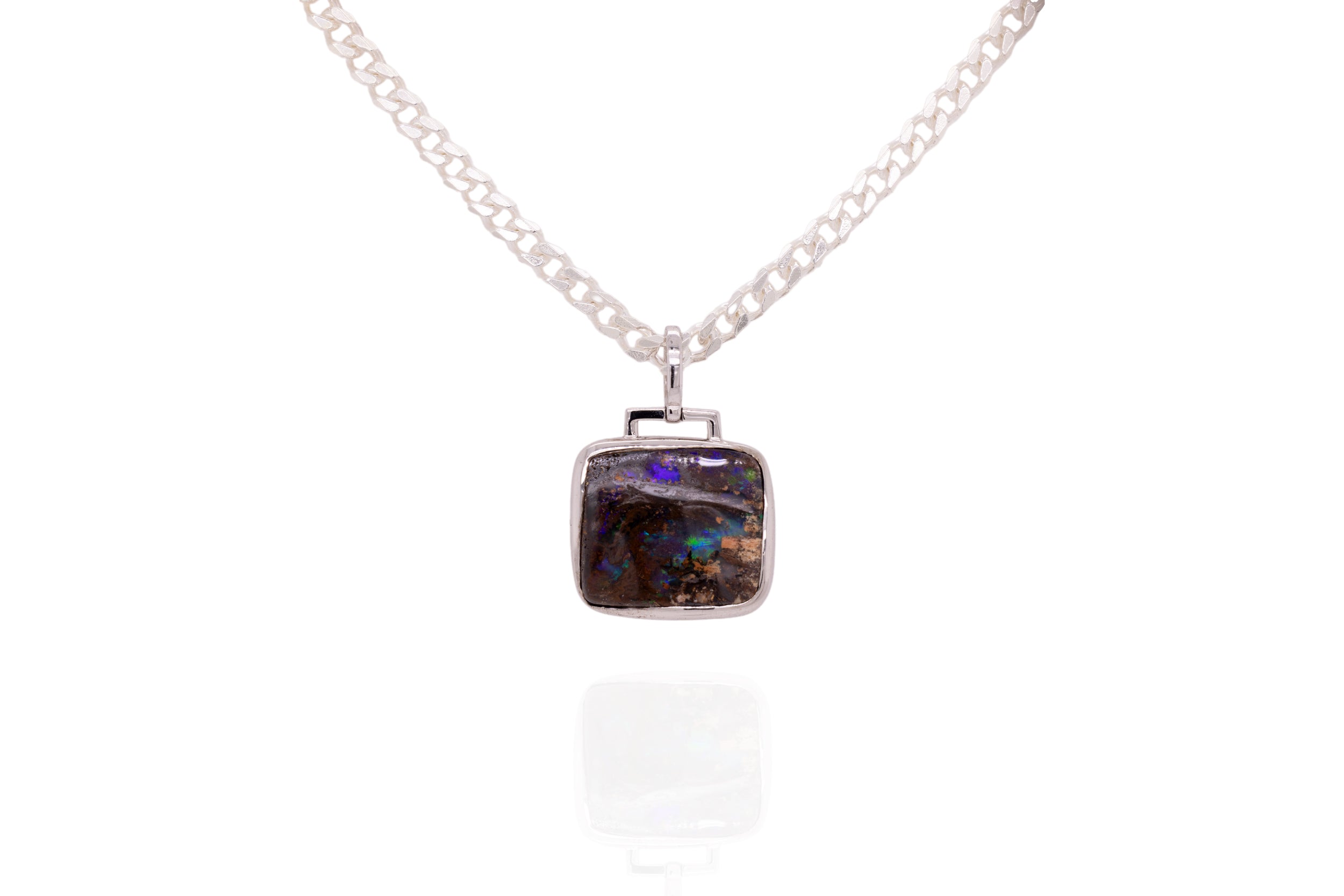 Sterling Silver 6.80 ct Boulder Opal Pendant