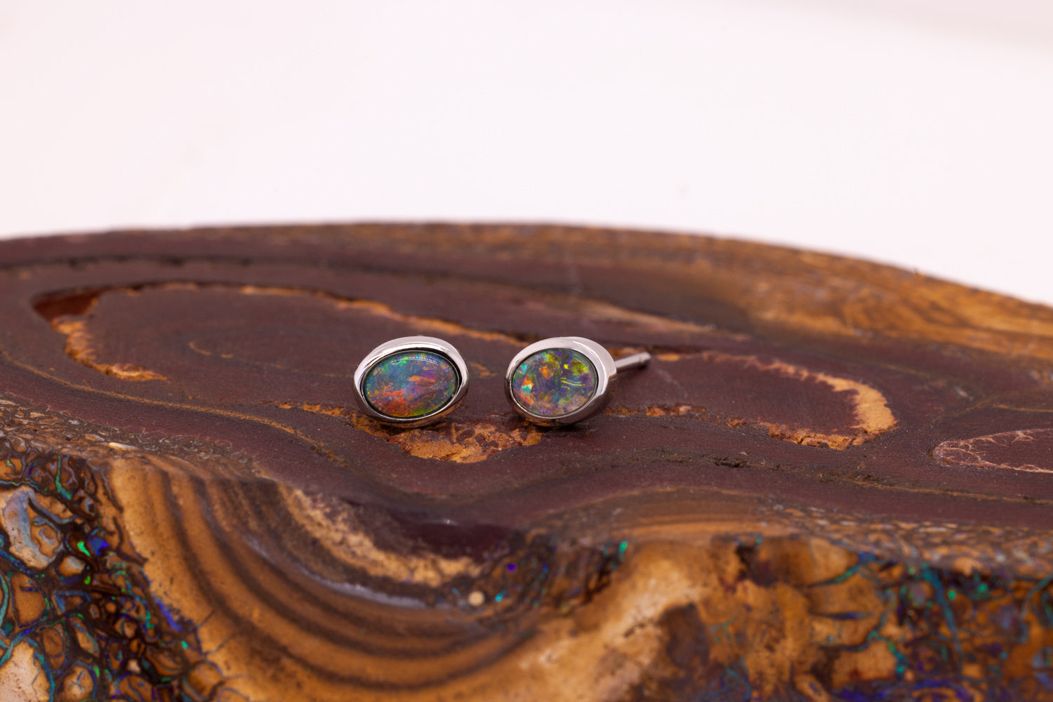 Sterling Silver 0.70 ct Boulder Opal Stud Earrings