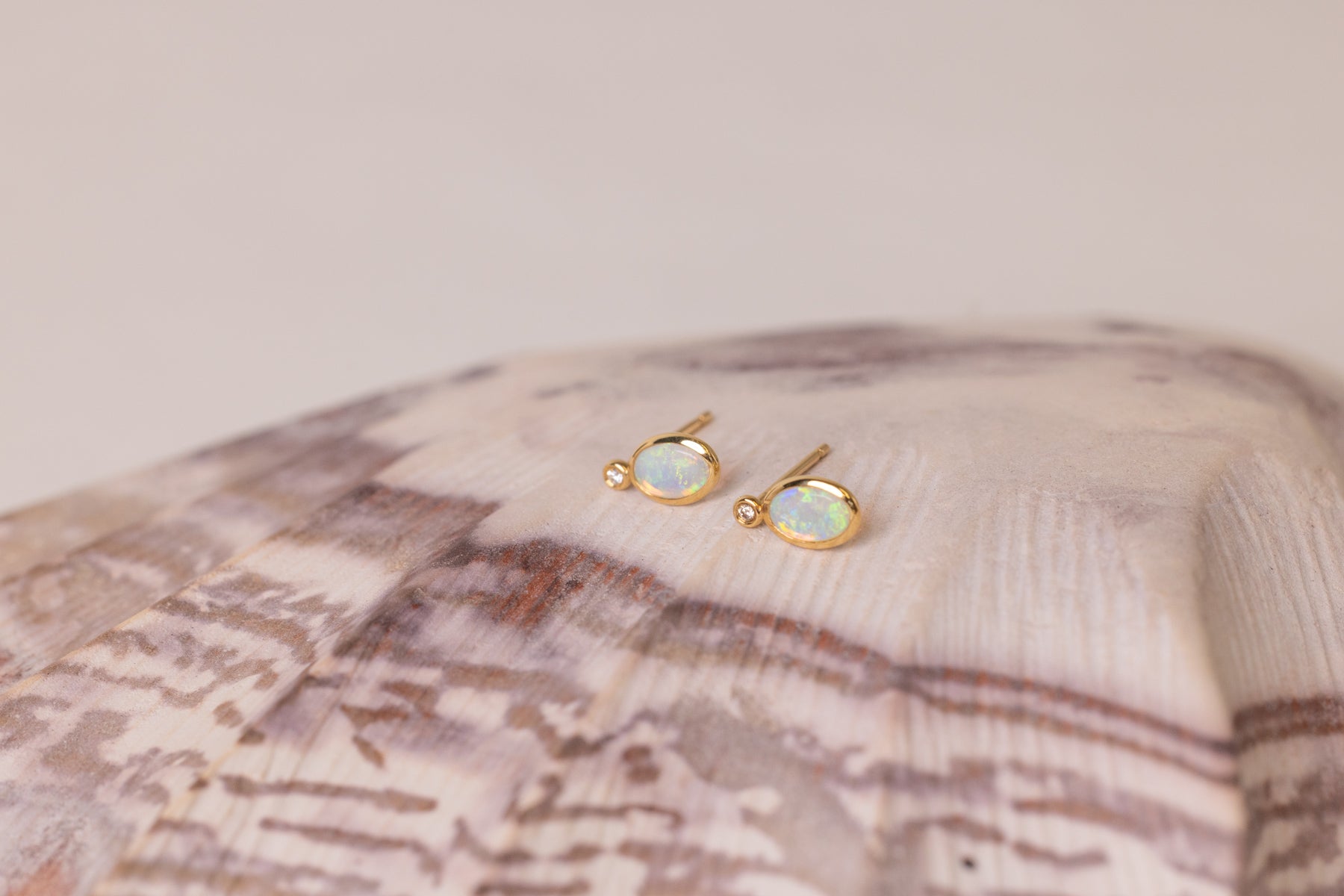 Brae — 18kt Yellow Gold 0.40 ct Crystal Opal Diamond Stud Earrings