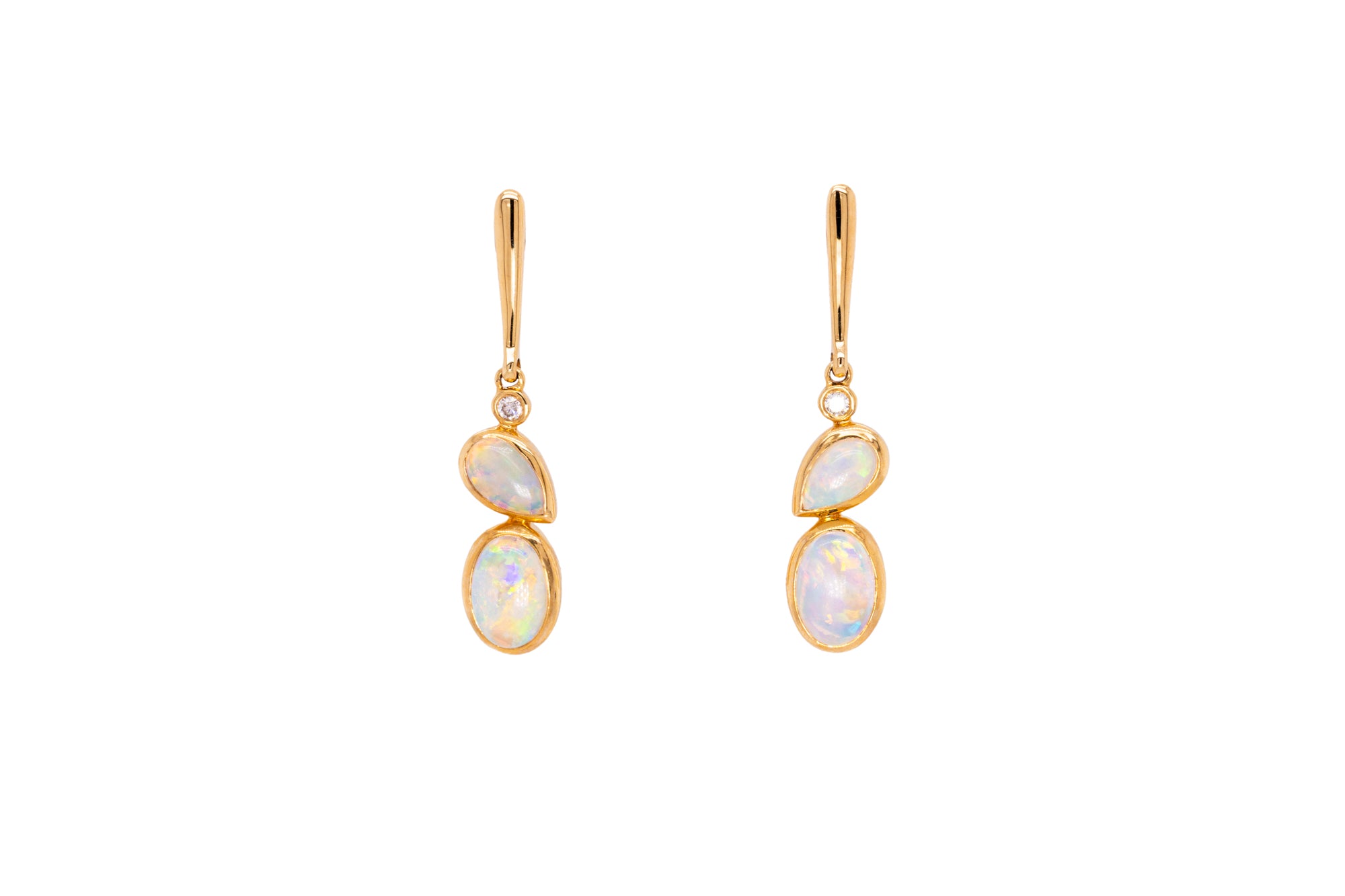 Claire — 18kt Yellow Gold 0.80 ct Crystal Opal Diamond Drop Earrings