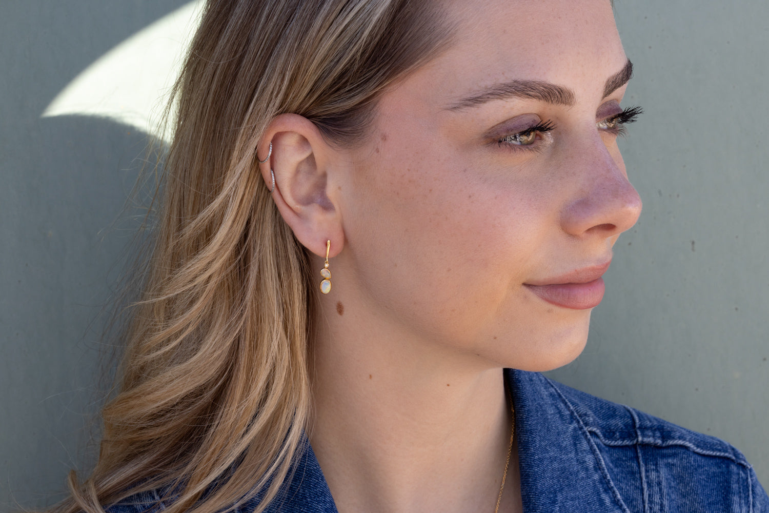 Claire — 18kt Yellow Gold 0.80 ct Crystal Opal Diamond Drop Earrings