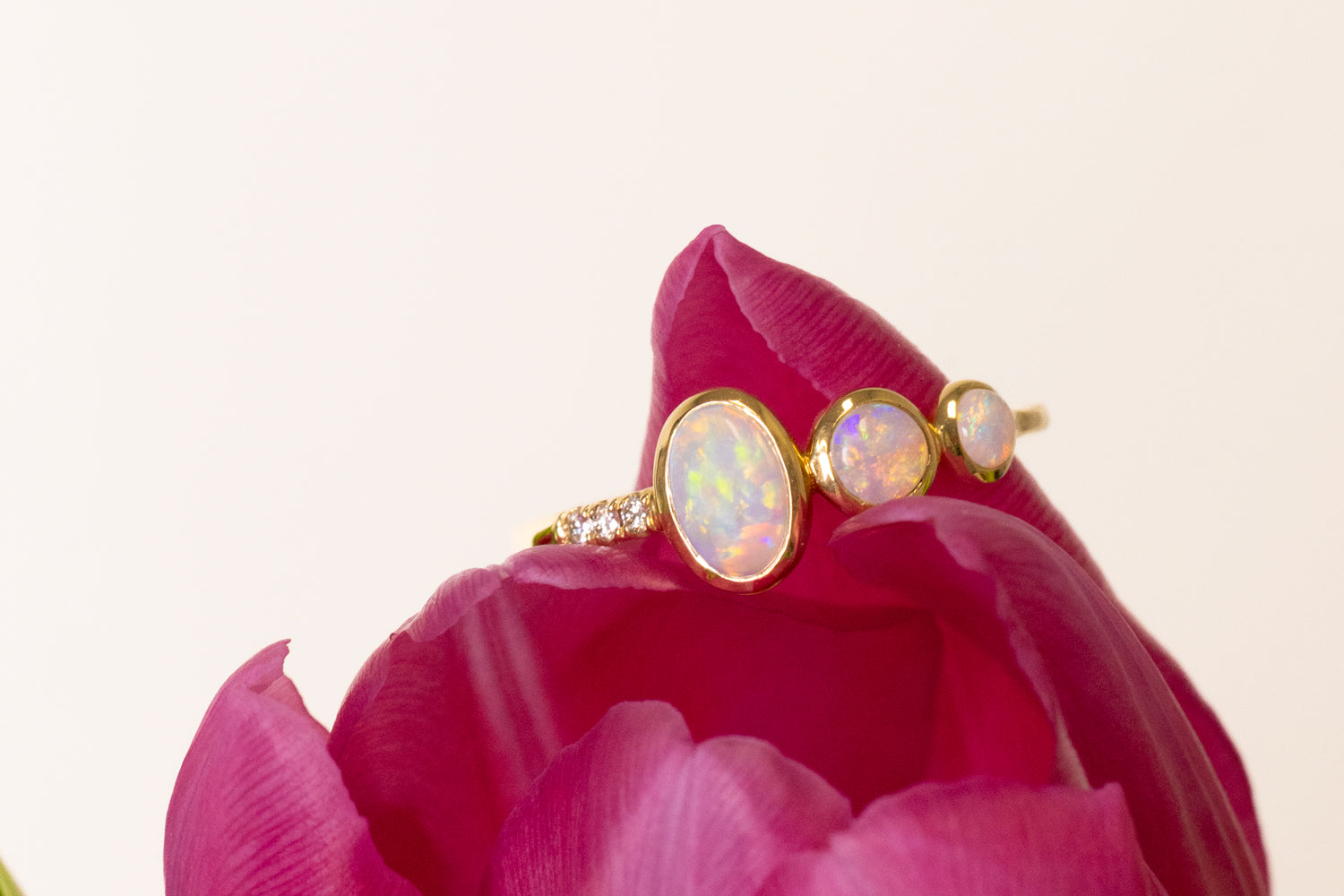 Cleo — 18kt Yellow Gold 0.50 ct Crystal Opal Diamond Ring