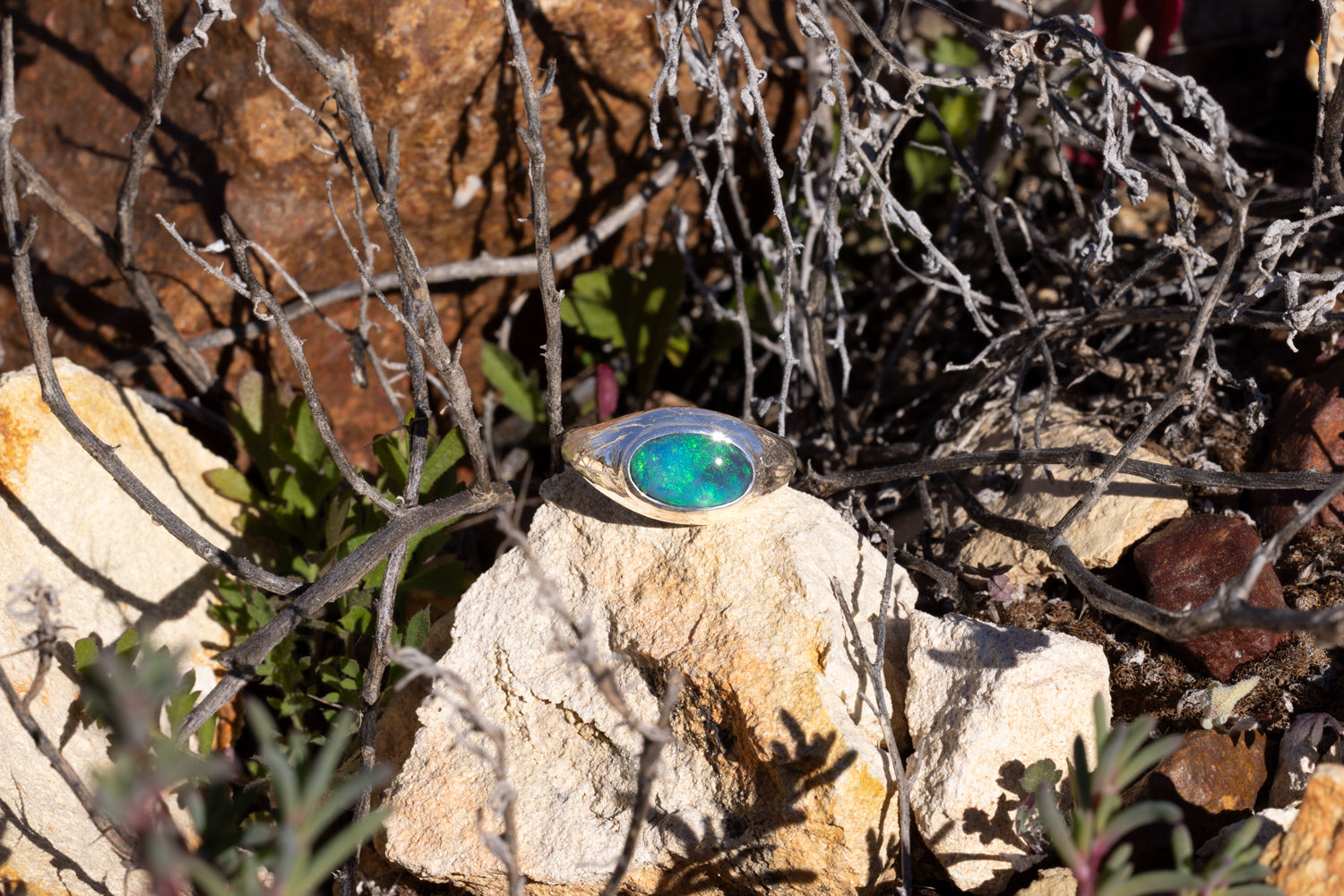 Duke — Sterling Silver 2.90 ct Black Opal Ring