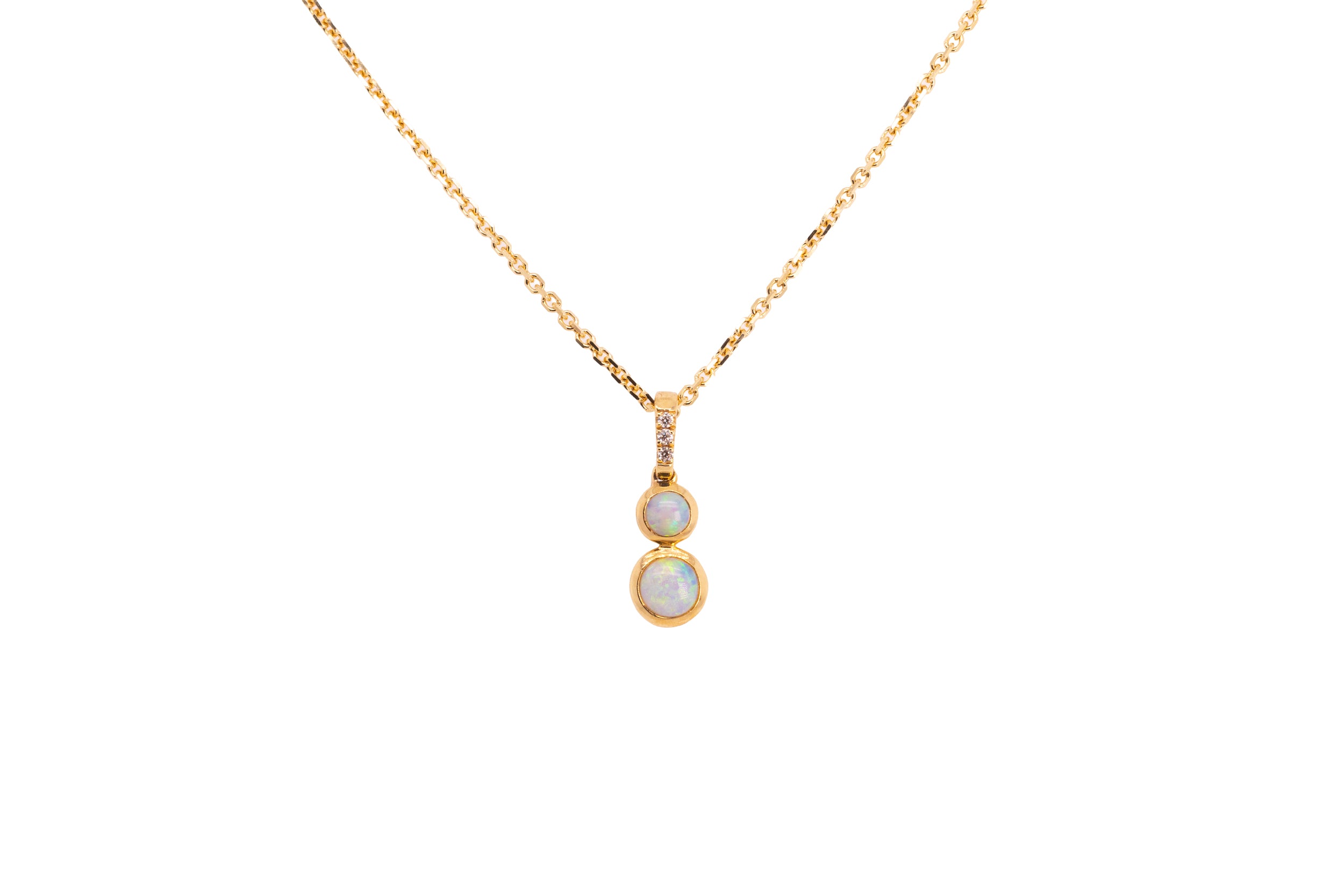 Elodie — 18kt Yellow Gold 0.30 ct Crystal Opal Diamond Pendant