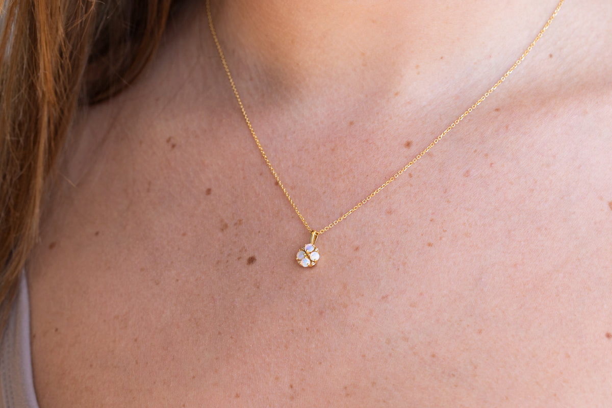 Ivy — 18kt Yellow Gold 0.40 ct Crystal Opal Diamond Pendant
