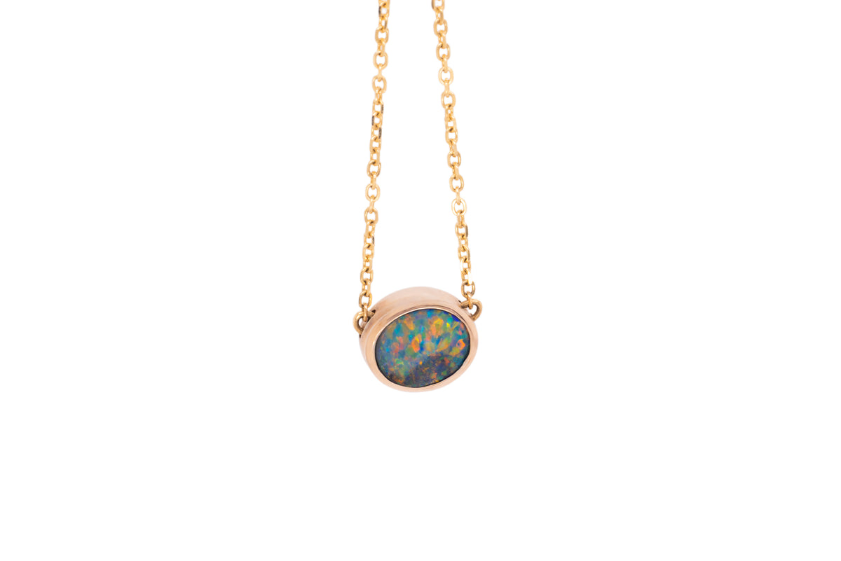 Johanna — 10kt Yellow Gold 1.01 ct Dark Opal Necklace