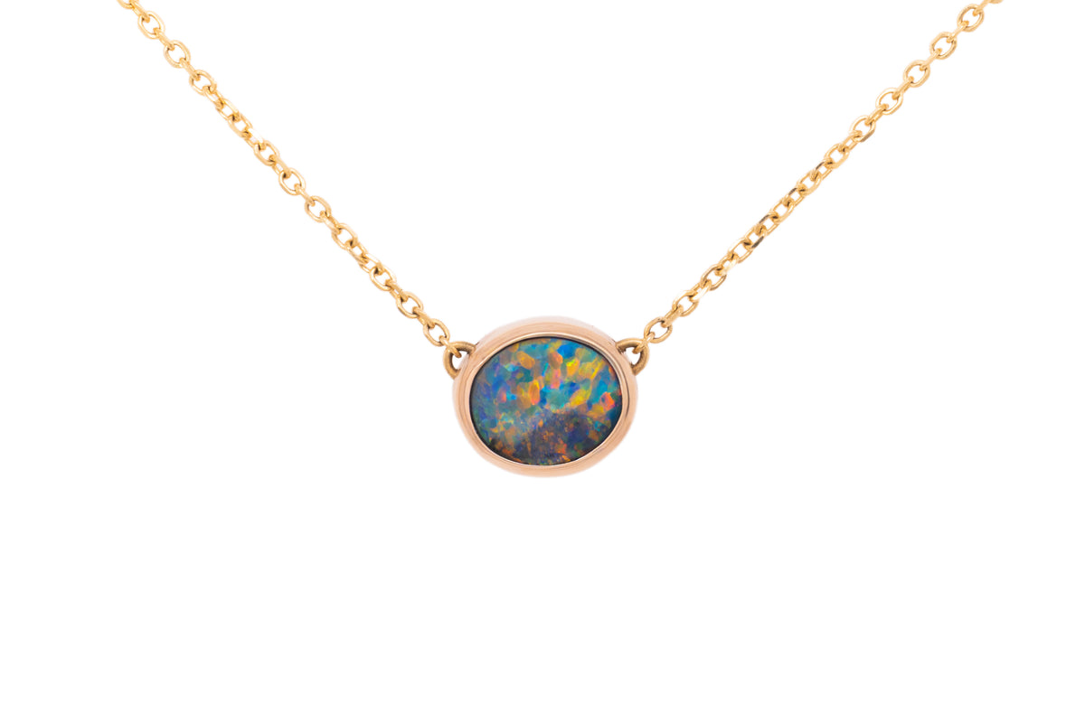Johanna — 10kt Yellow Gold 1.01 ct Dark Opal Necklace