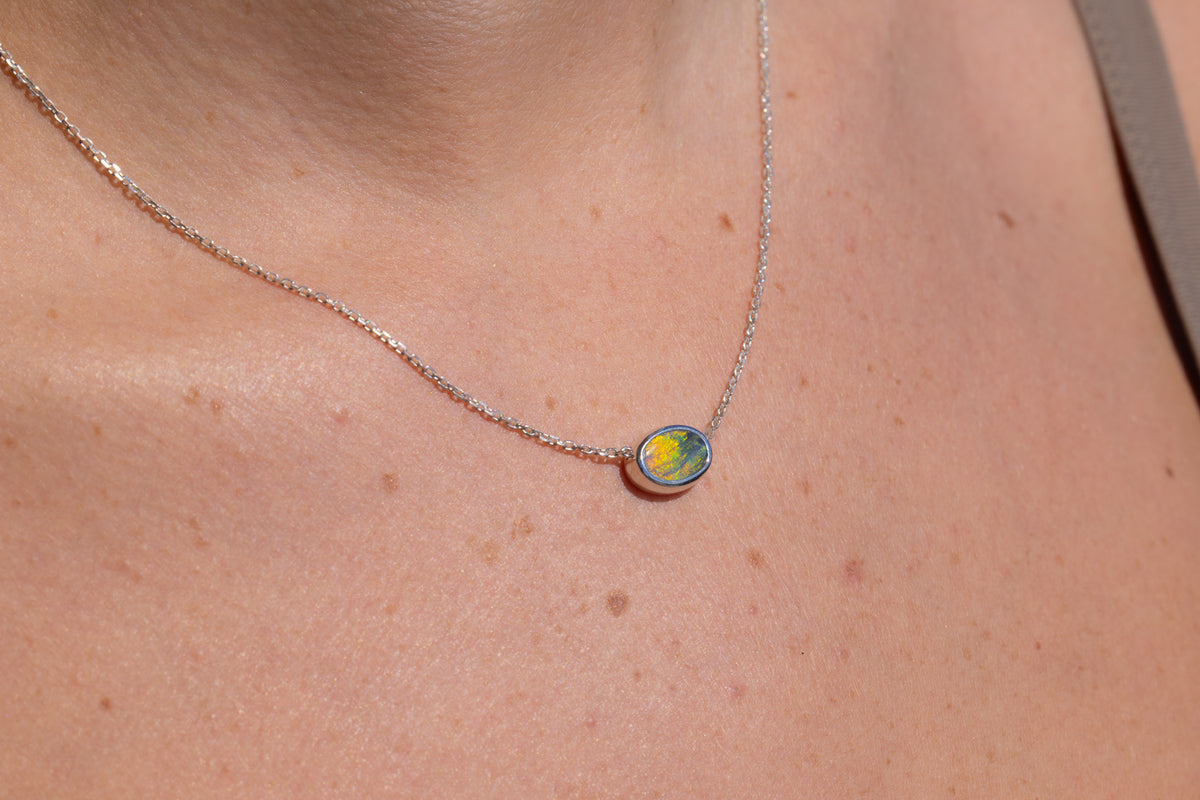 Johanna — Sterling Silver 1.95 ct Black Opal Necklace