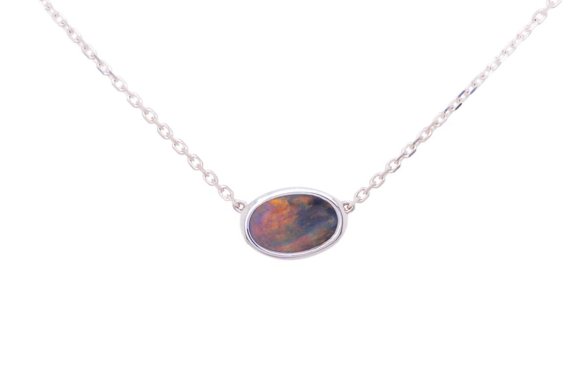Johanna — Sterling Silver 1.95 ct Black Opal Necklace
