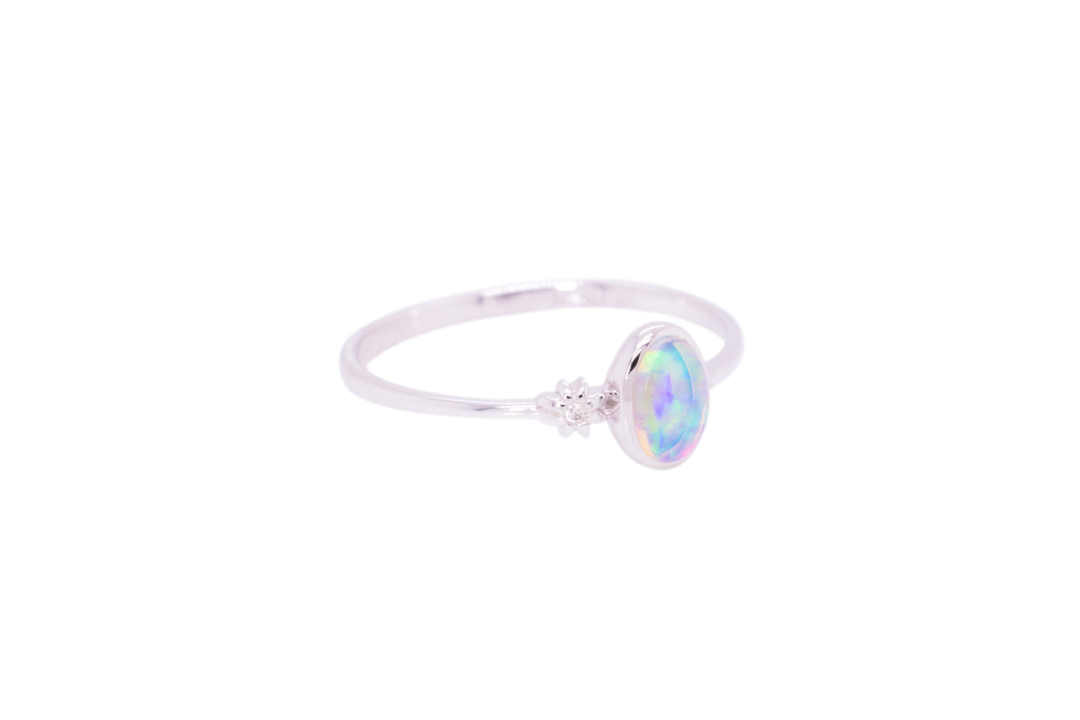 Luna — 18kt White Gold 0.30 ct Crystal Opal Diamond Ring