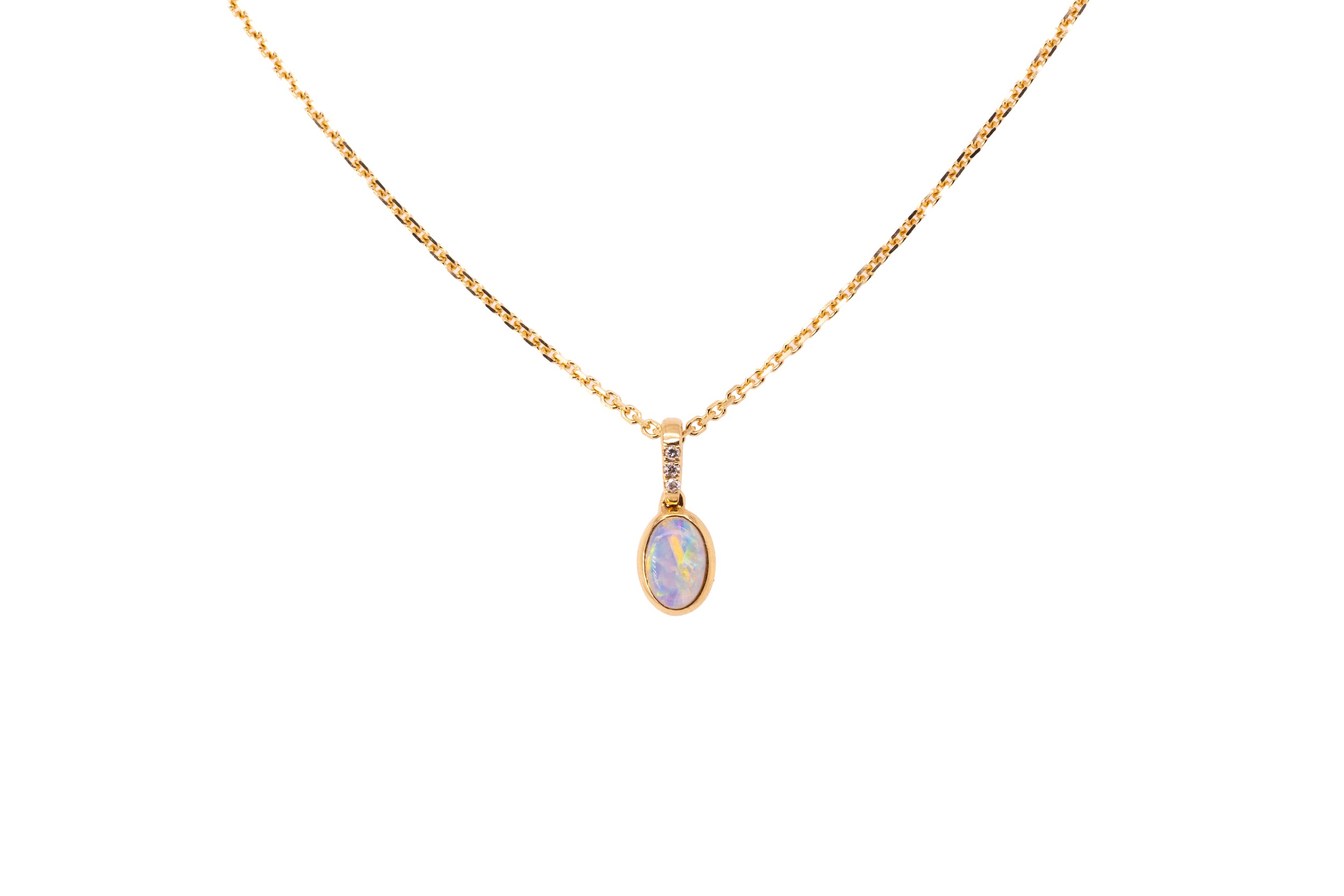 Neve — 18kt Yellow Gold 0.40 ct Crystal Opal Diamond Pendant