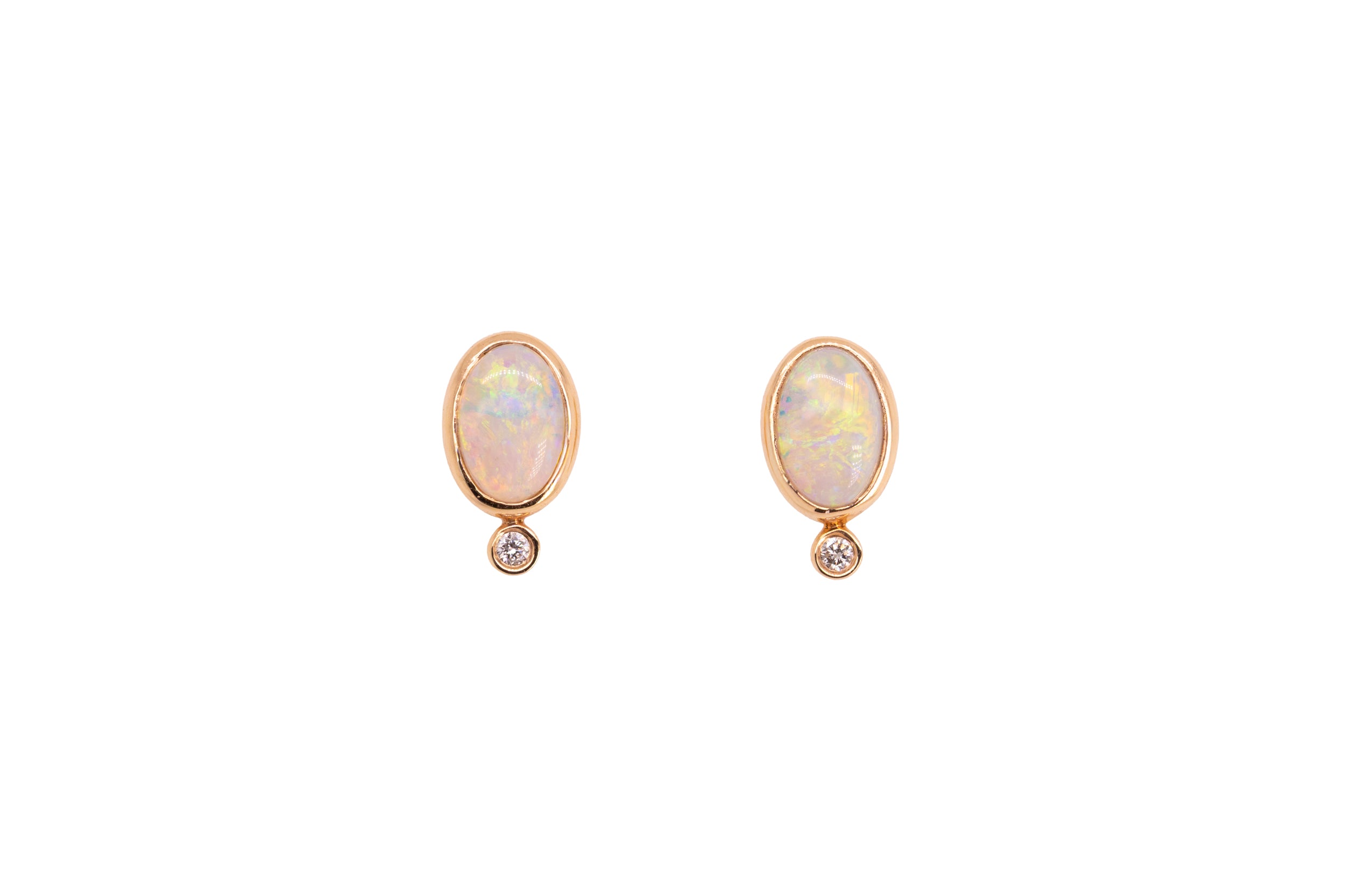 Orla — 18kt Rose Gold 0.75 ct Crystal Opal Diamond Stud Earrings
