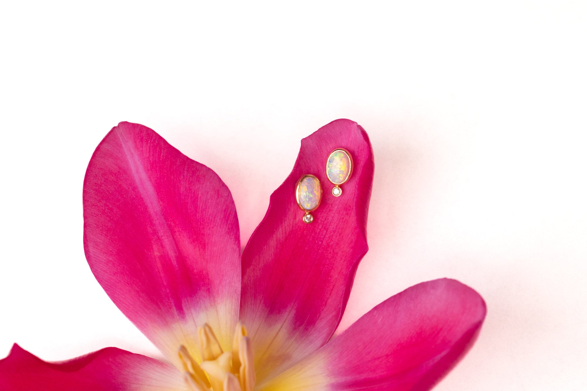 Orla — 18kt Rose Gold 0.75 ct Crystal Opal Diamond Stud Earrings
