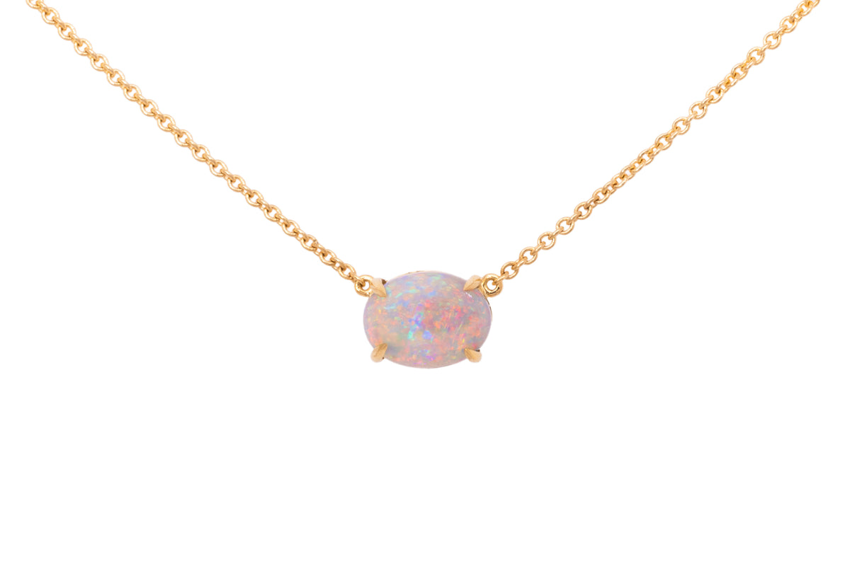 Ruthie — 18kt Yellow Gold 1.12 ct White Opal Necklace