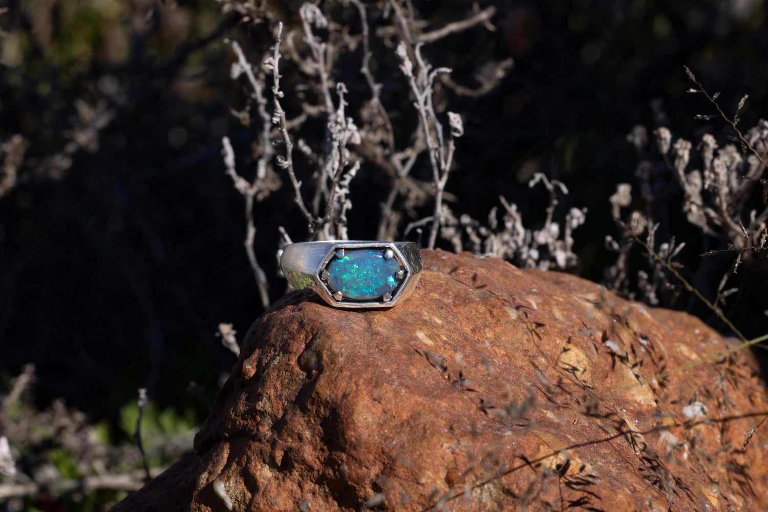 Saxon — Sterling Silver 2.32 ct Dark Opal Ring
