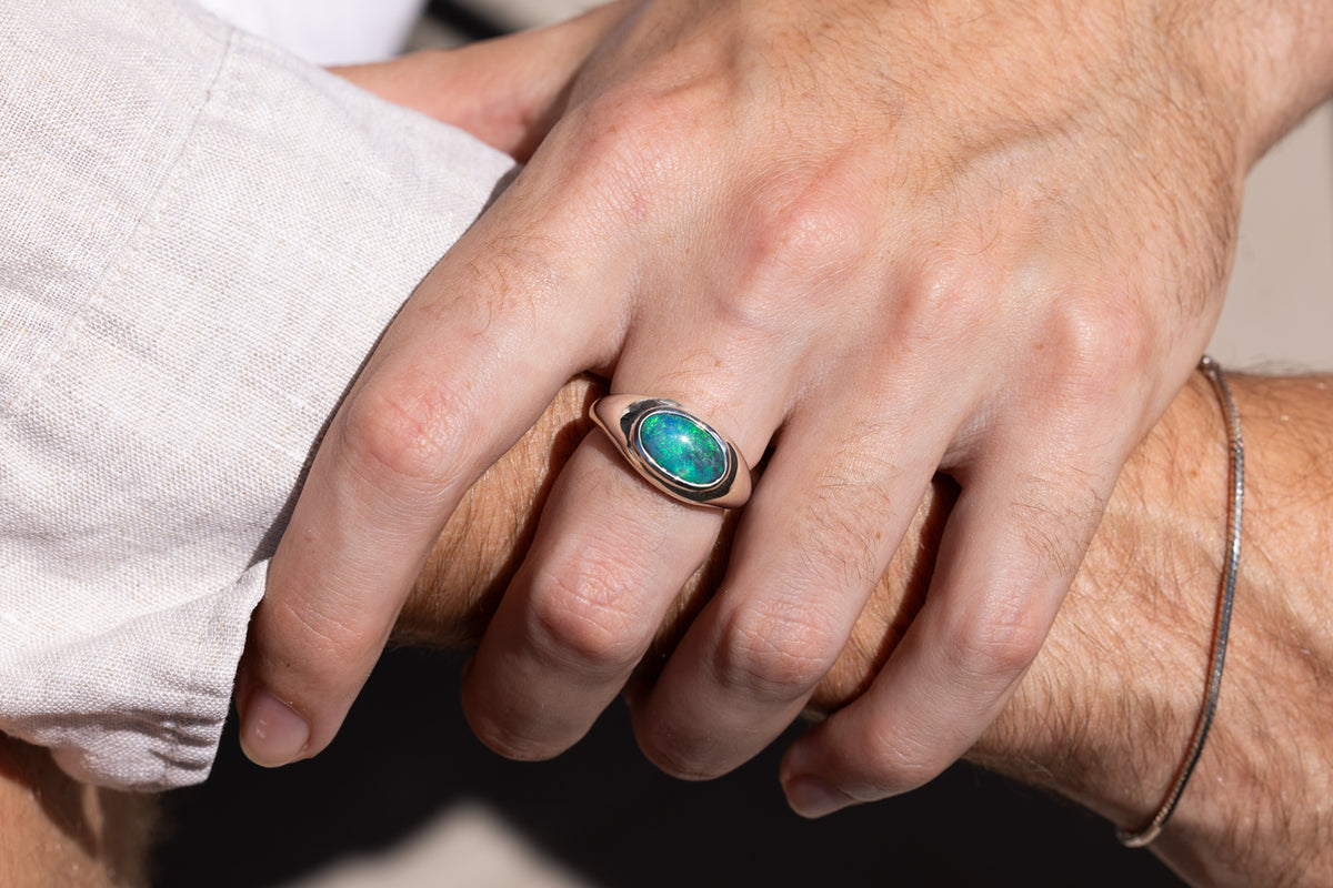 Duke — Sterling Silver 2.90 ct Black Opal Ring