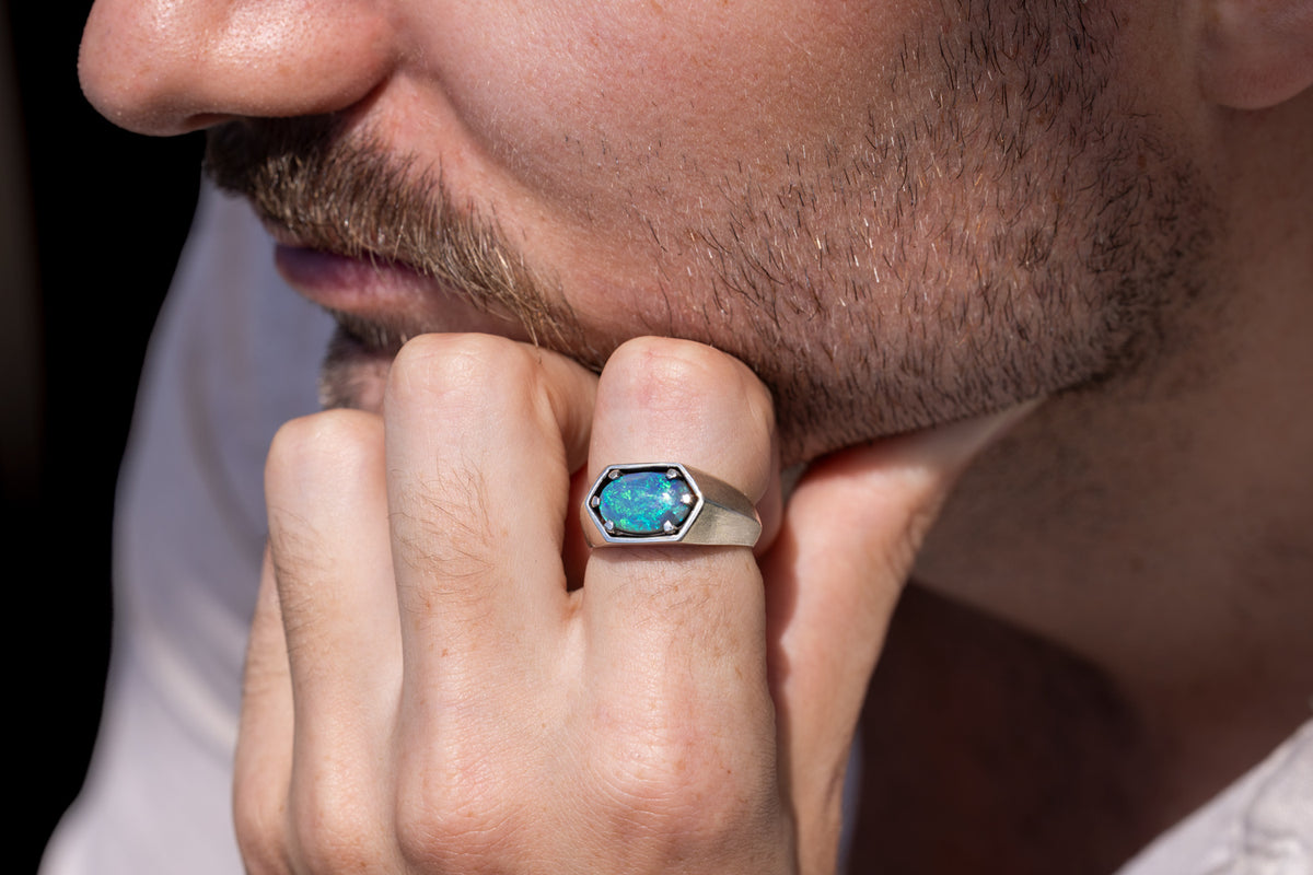 Saxon — Sterling Silver 2.32 ct Dark Opal Ring