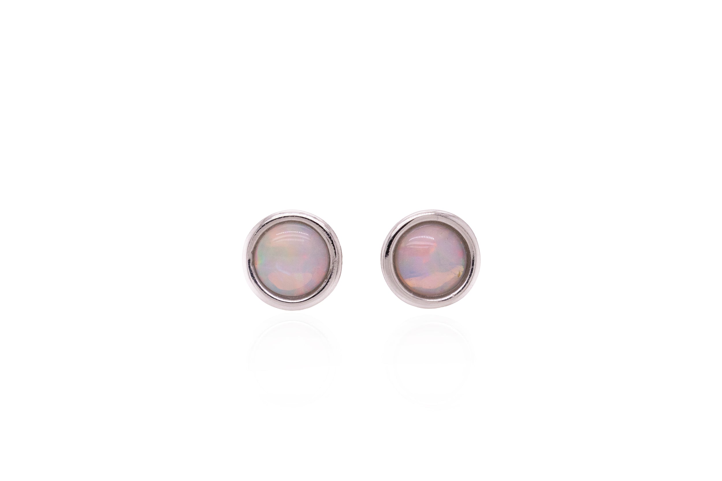 Sterling Silver 0.20 ct Crystal Opal Stud Earrings
