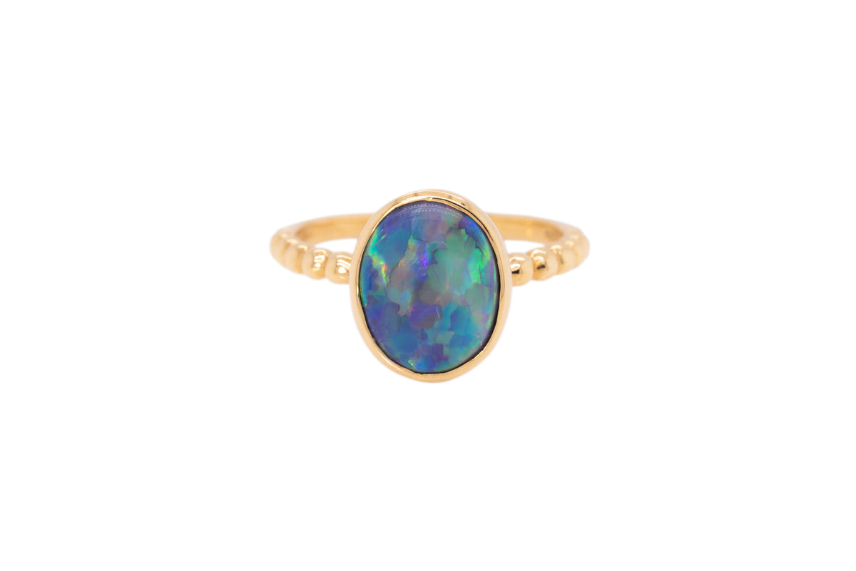 Tatiana — 18kt Yellow Gold 2.47 ct Dark Opal Ring
