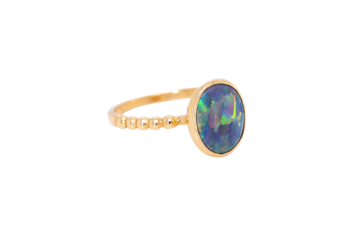 Tatiana — 18kt Yellow Gold 2.47 ct Dark Opal Ring