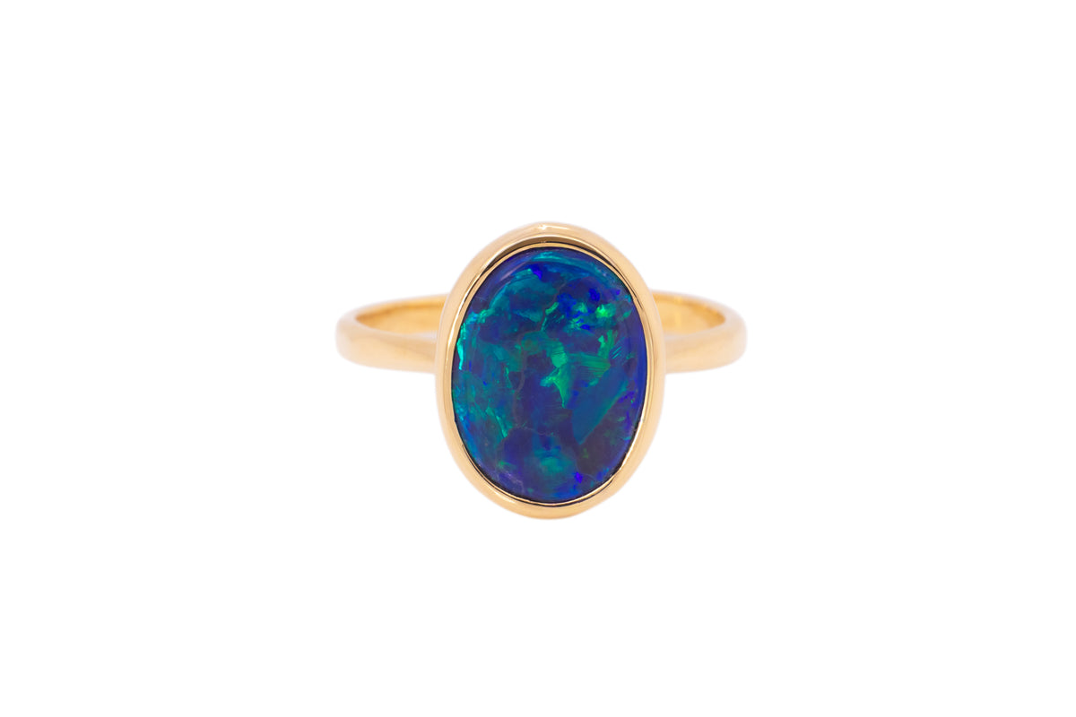 Tatiana — 18kt Yellow Gold 2.87 ct Black Opal Ring