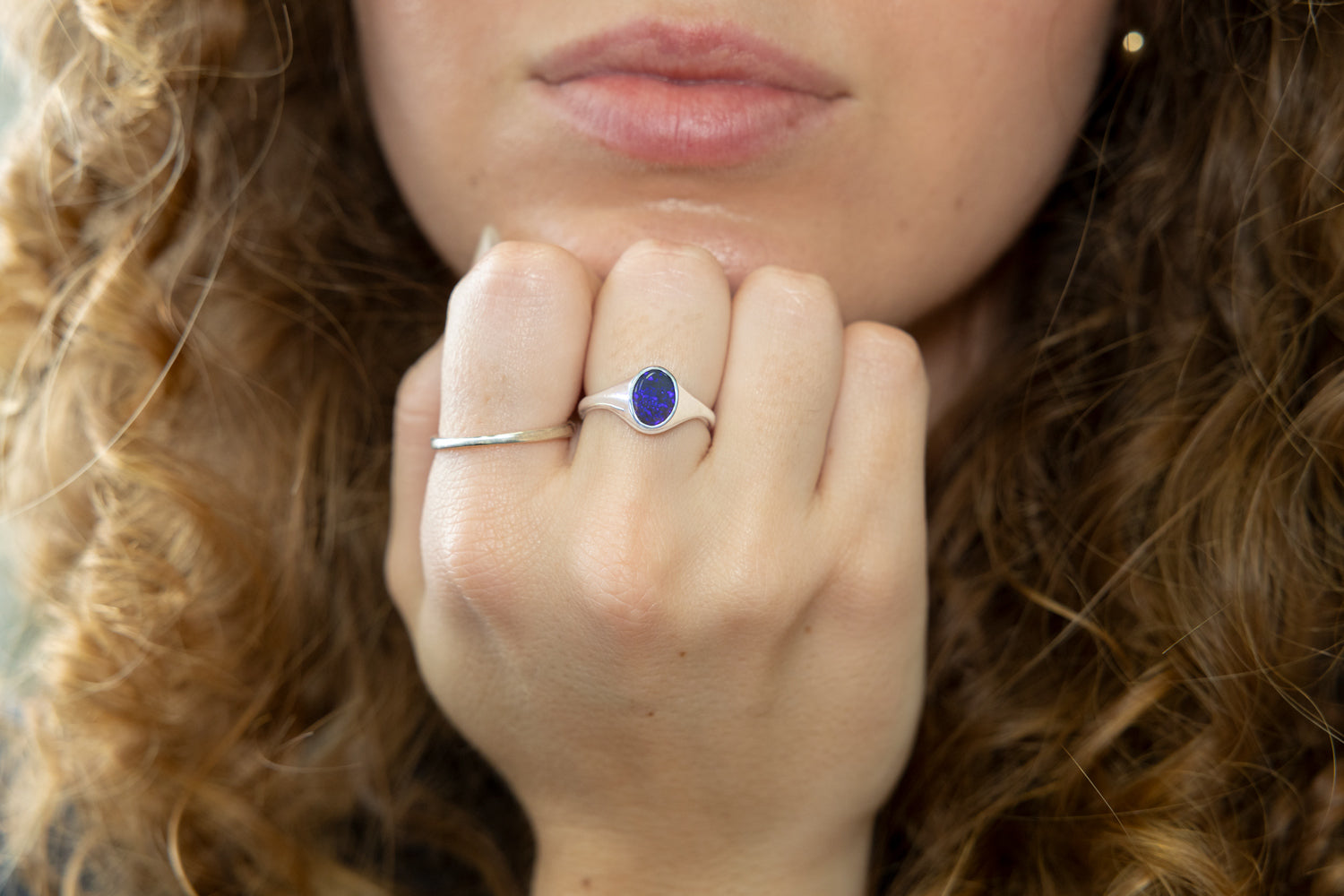 Valentina — Sterling Silver 0.76 ct Black Crystal Opal Ring