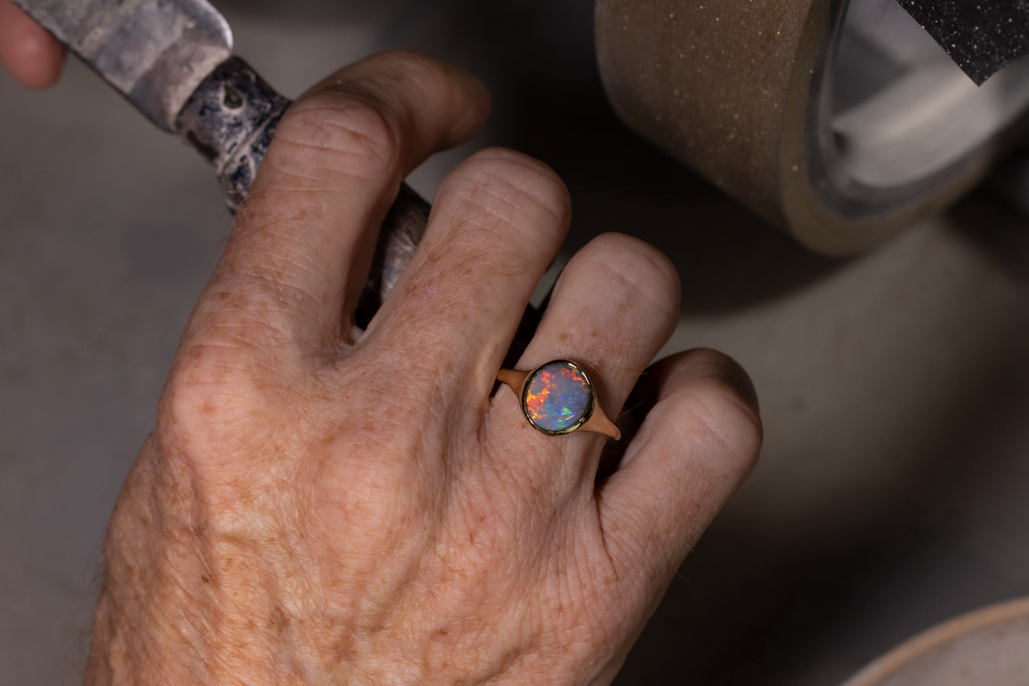 Valentina — 18kt Yellow Gold 2.89 ct Dark Opal Ring